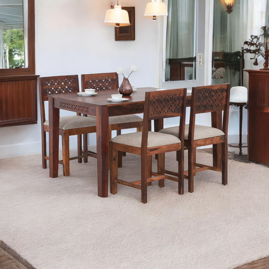Sheesham Wood Durque 4 Seater Dining Table Set for Home | Dining Furniture