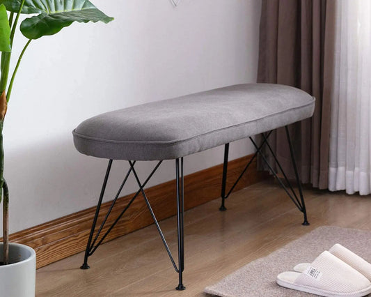 Ottoman Upholstered and Metal Bench