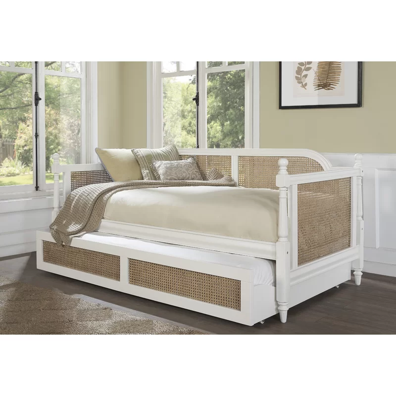 Kozlow Twin Size Mango Wood Cane Daybed (Solid Wood - White)