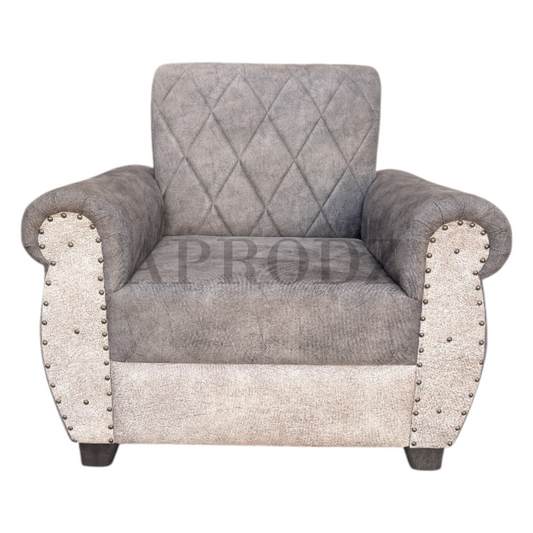 Sofa | Wood Frame Suede Fabric 40D Foam Cushion | Comfortable, Durable, Stylish & Modern for Living Room Furniture | Compact Design Lounge Seat Relaxation (Light Grey + Beige)