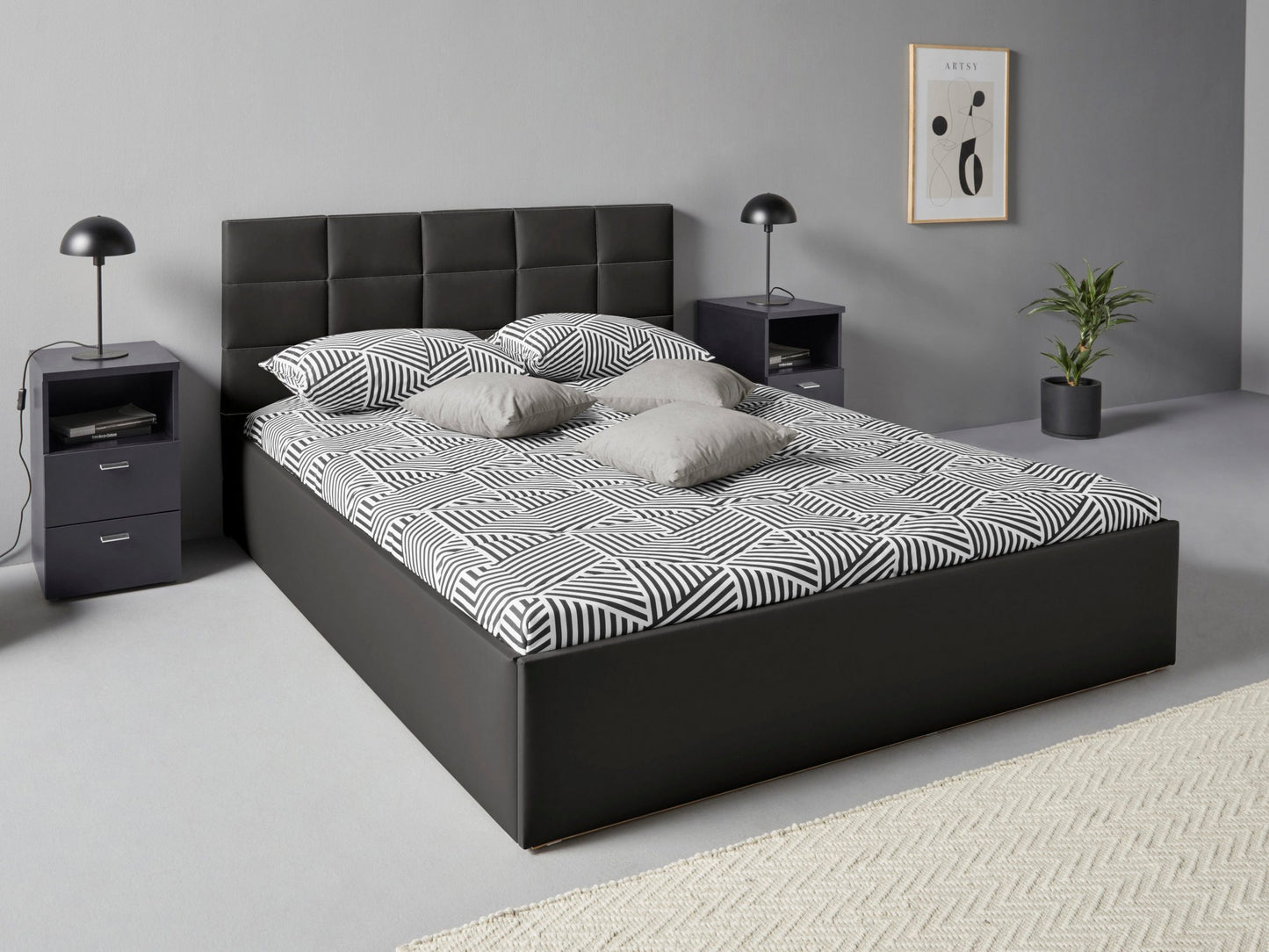 Upholstered Single Size Bed with Box Storage