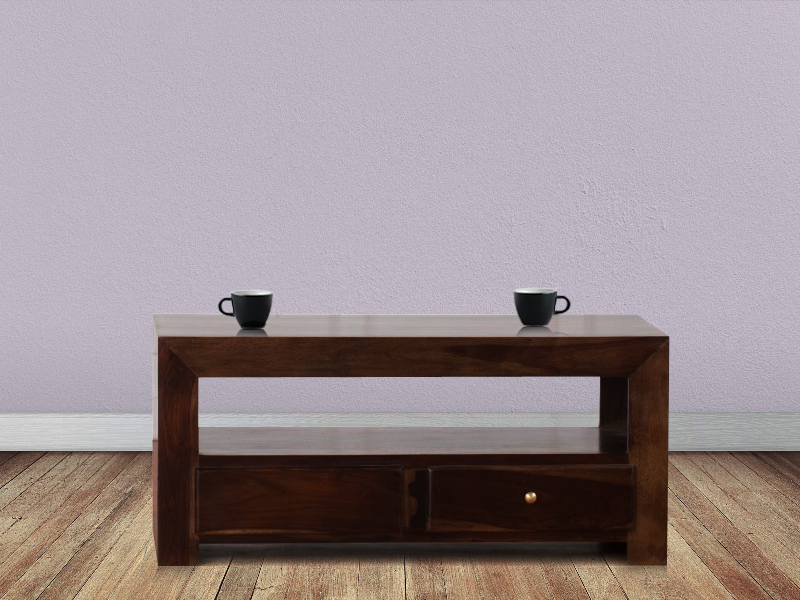 Sheesham Wood Asaka Stylish Coffee Table with 2 Drawer for Living Room | Center Table for Home | Brown Finish