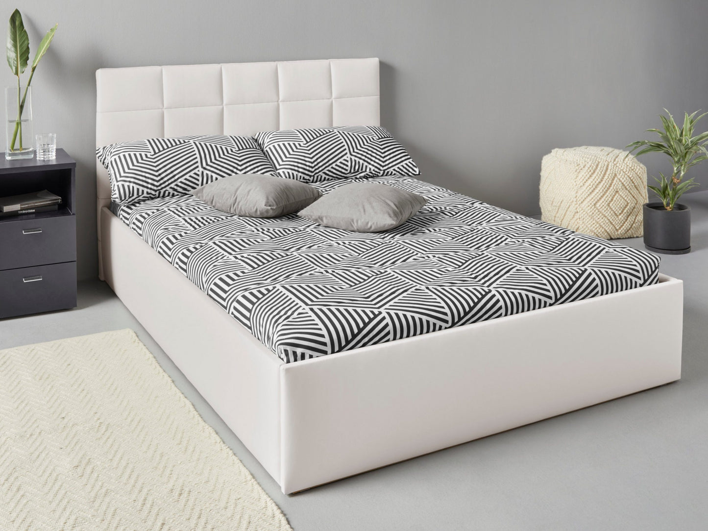 Upholstered Single Size Bed with Box Storage