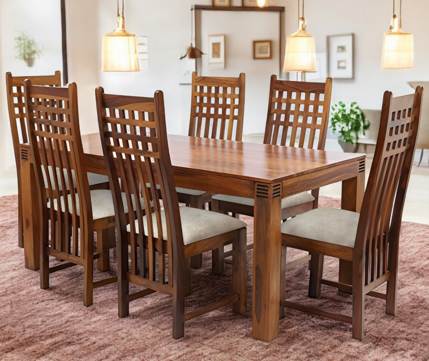 Sheesham Wood Avavia 6 Seater Dining Table Set for Home | Dining Furniture