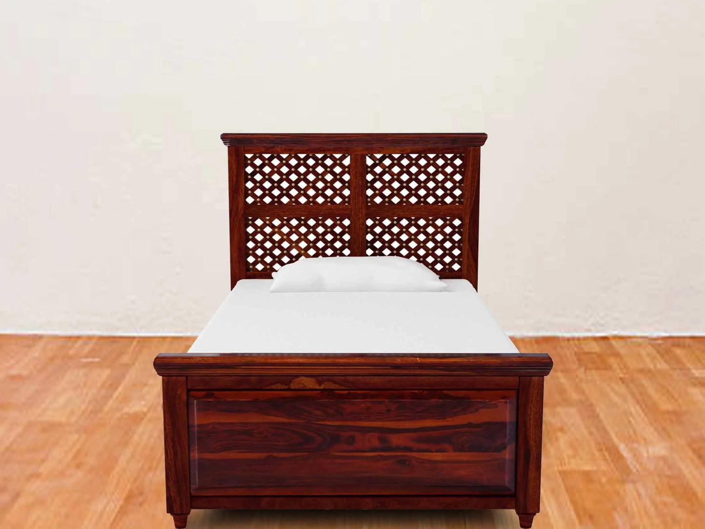 Sheesham Wood Without Storage Rowao Single Size Bed for Bedroom Stylish | Mohogany Finish