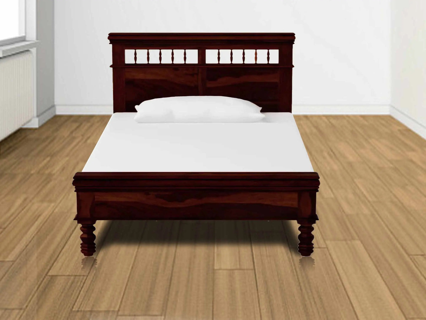 Sheesham Wood Without Storage Bertra Single Size Bed for Bedroom Stylish | Mohogany Finish