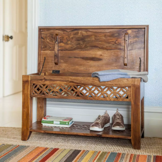 Durque Box Bench with Storage, Teak, Standard