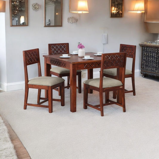 Sheesham Wood Durque 4 Seater Dining Table Set for Home | Dining Furniture