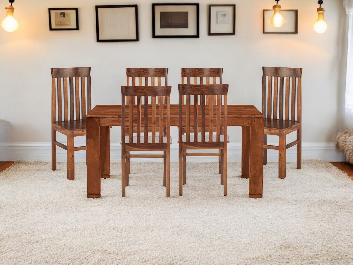 Sheesham Wood Salvador 6 Seater Dining Table Set for Home | Dining Furniture