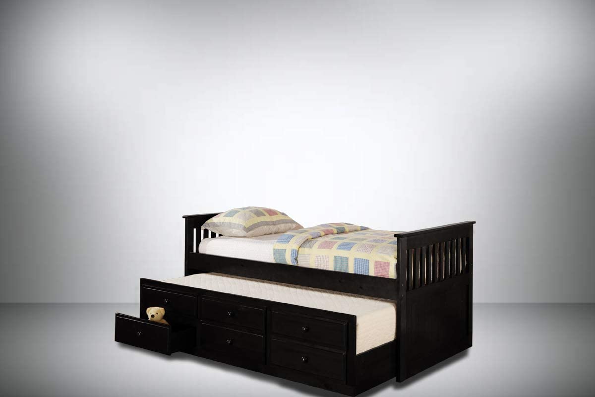Sheesham Wood Oyster Daybed with Trundle Bed with Drawer Storage for Home | Bed for Bedroom