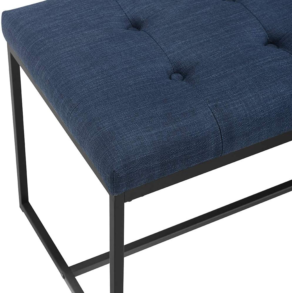 Modern Tufted Upholstered Cushion and Metal Seating Bench Ottoman