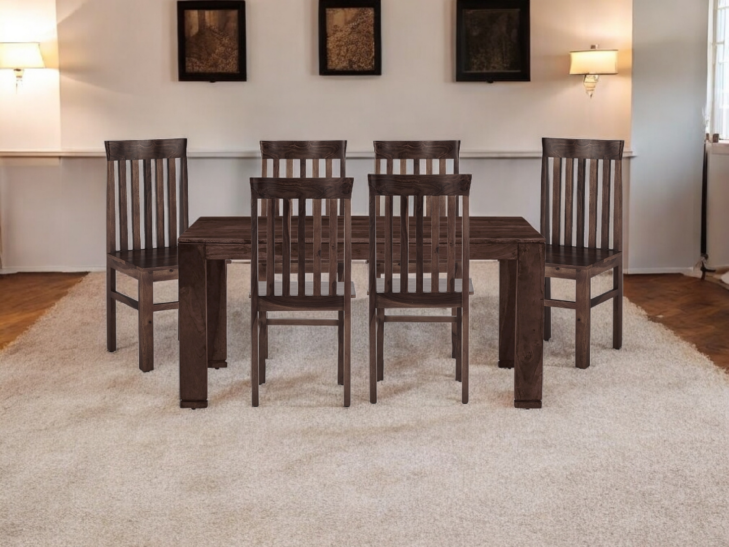 Sheesham Wood Salvador 6 Seater Dining Table Set for Home | Dining Furniture