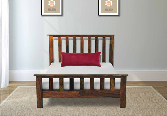 Sheesham Wood Without Storage Single Size Yvonn Bed for Bedroom Stylish | Natural Finish