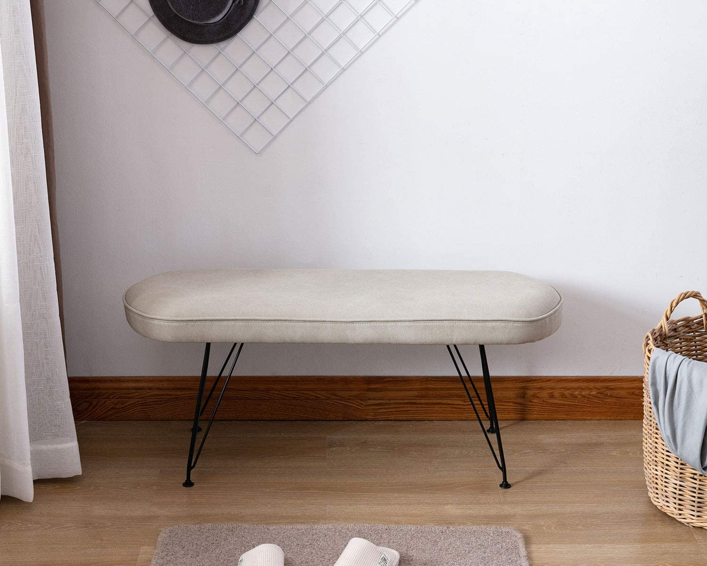 Ottoman Upholstered and Metal Bench