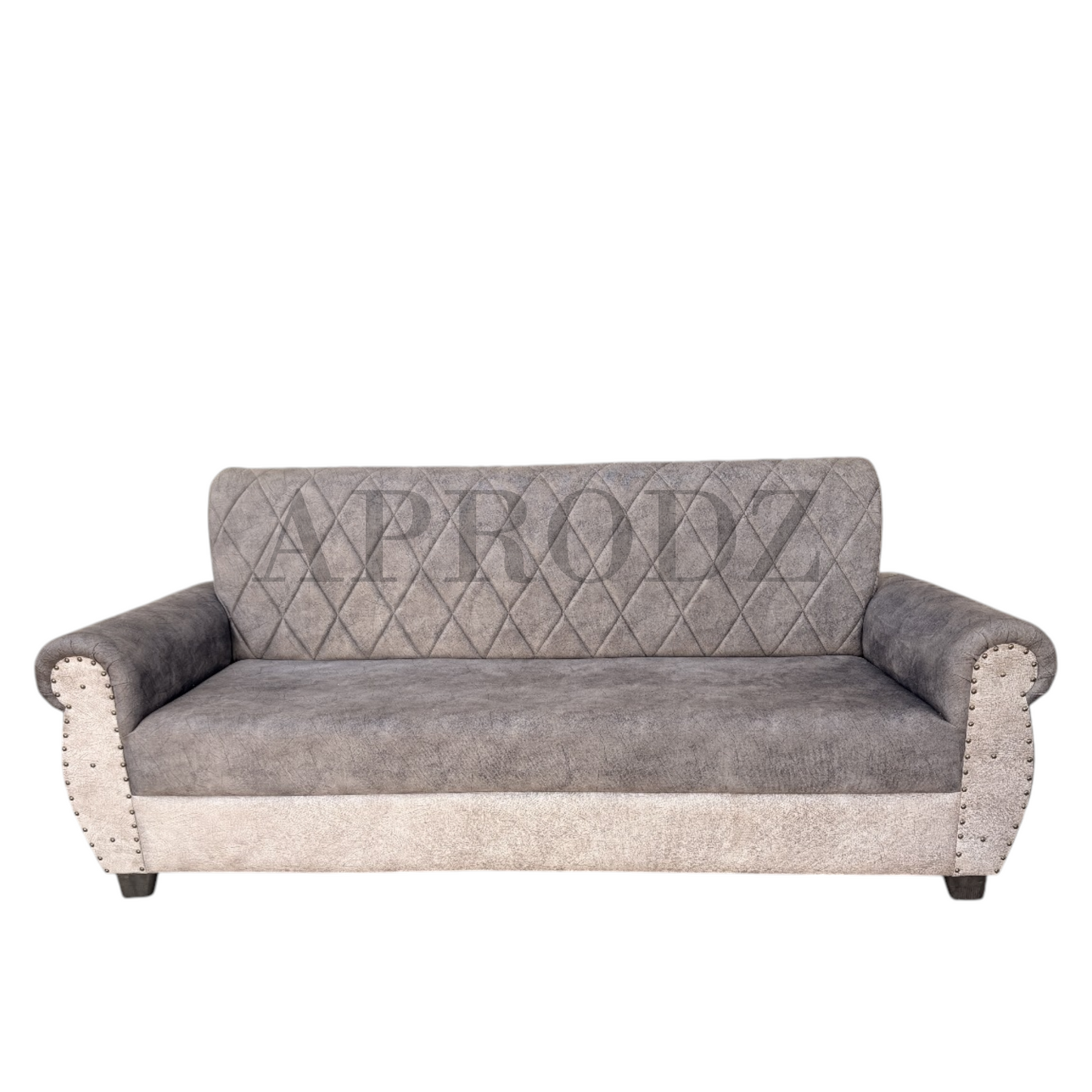 Sofa | Wood Frame Suede Fabric 40D Foam Cushion | Comfortable, Durable, Stylish & Modern for Living Room Furniture | Compact Design Lounge Seat Relaxation (Light Grey + Beige 4)