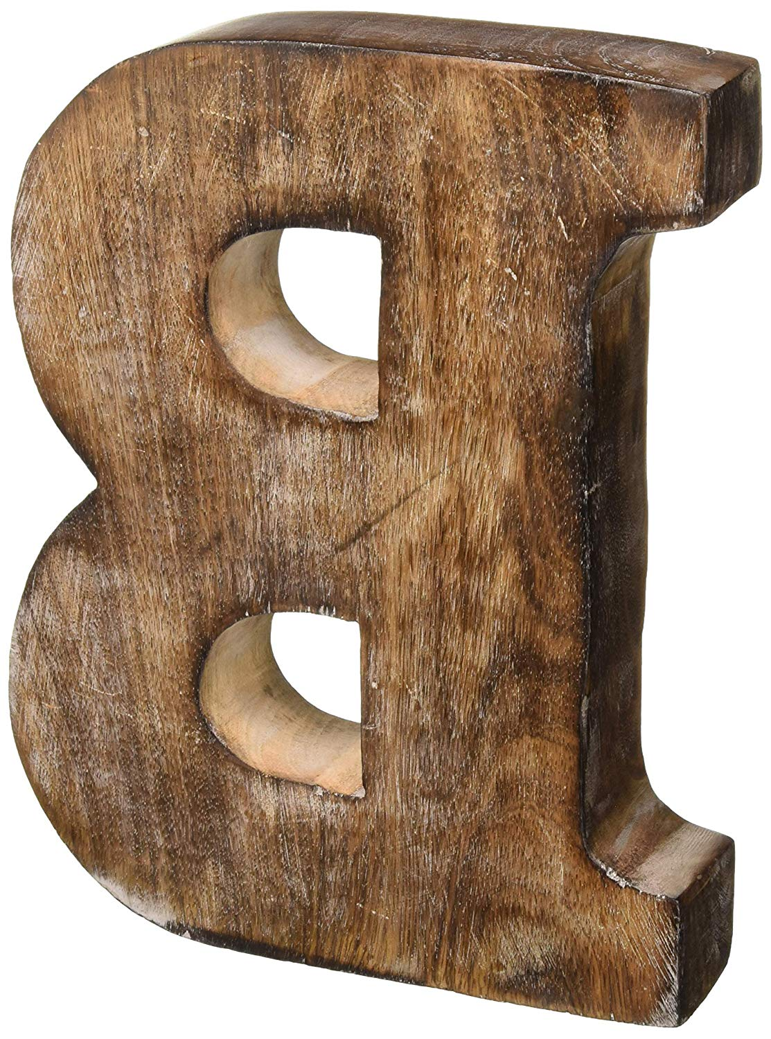 Monogram Free Standing Grey Letter Block - Length (8 in), Depth (2.2 in), Height (10.2 in), B