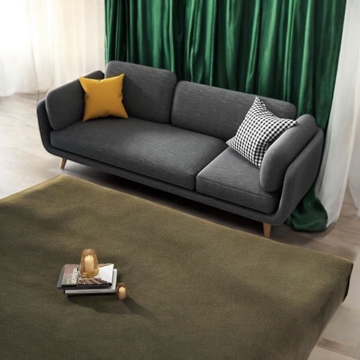 APRODZ Luxelle Modern 3-Seater Sofa in Charcoal Grey โ Fabric Couch with Cushioned Backrest, Wooden Legs & Minimalist Style โ Comfortable Living Room Furniture for Home, Office, or Lounge