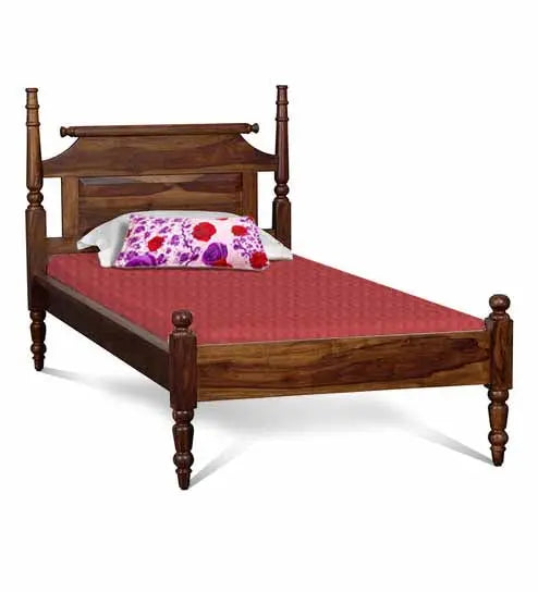 Sheesham Wood Without Storage Harlo Single Size Bed for Bedroom Stylish | Natural Finish