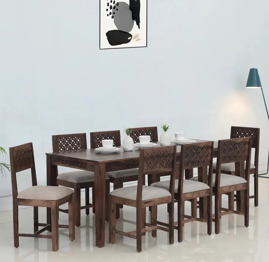 Sheesham Wood Durque 8 Seater Dining Table Set for Home | Dining Furniture