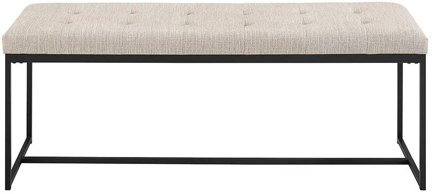 Modern Tufted Upholstered Cushion and Metal Seating Bench Ottoman