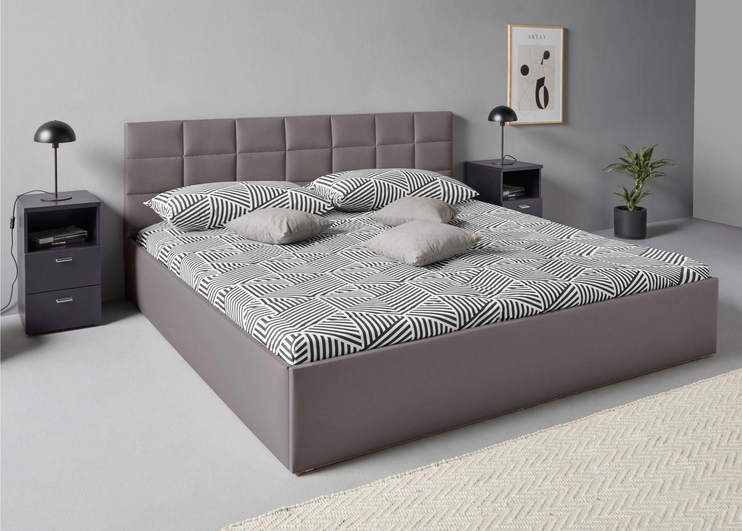 Upholstered Single Size Bed with Box Storage