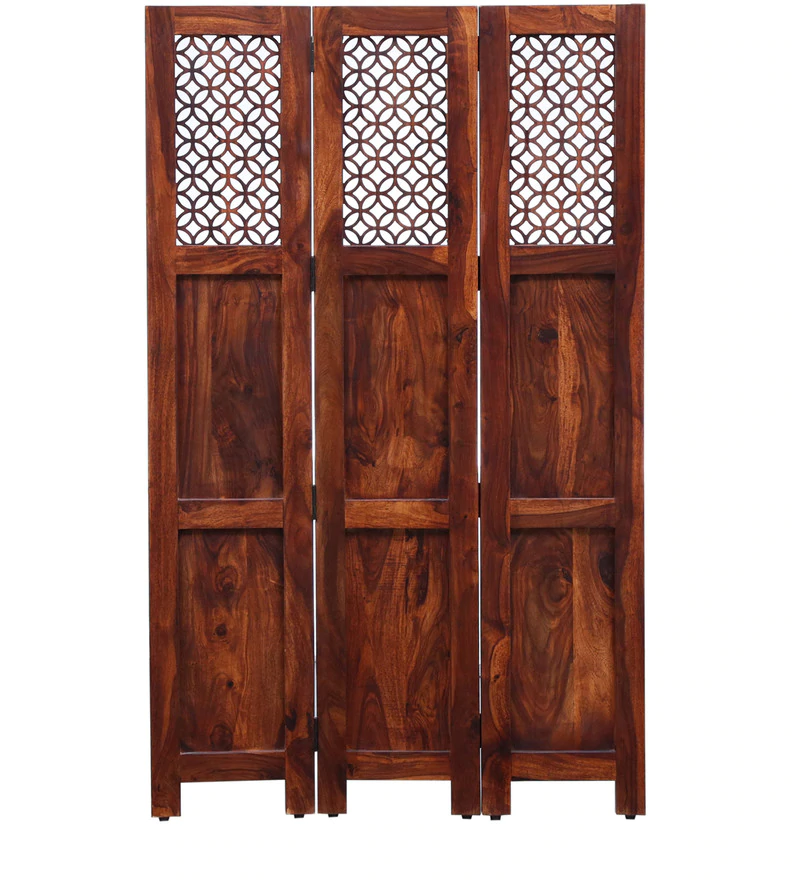 Durque 3 Panel Room Divider - Honey Oak