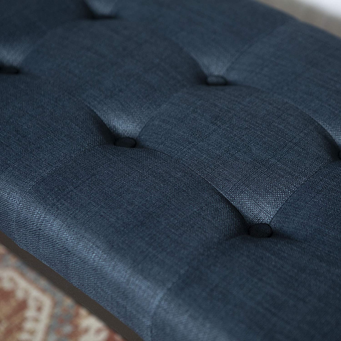 Modern Tufted Upholstered Cushion and Metal Seating Bench Ottoman