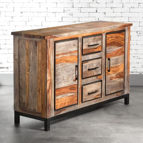 Sheesham Wood Reni Sideboard Storage Cabinet for Living Room | Wooden Cabinet for Kitchen | Brown Finish