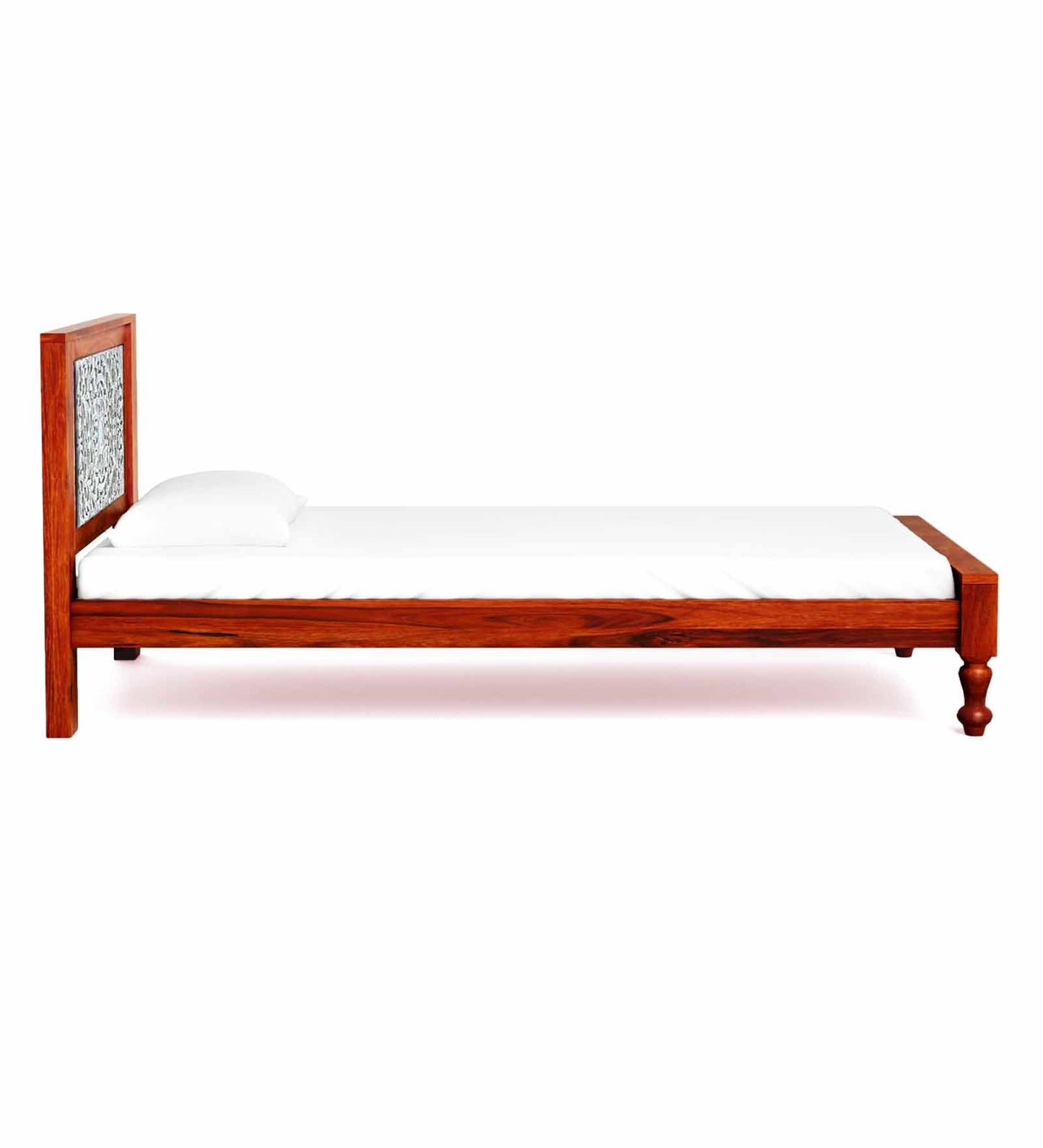 Sheesham Wood Without Storage Single Size Franco Bed for Bedroom Stylish | Honey Finish