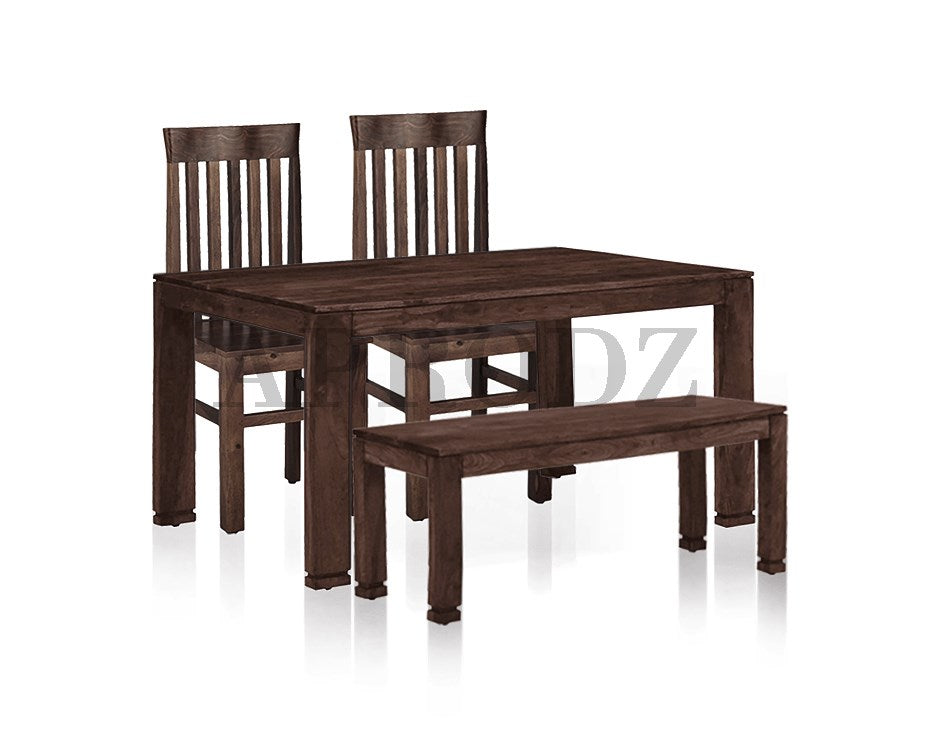 Sheesham Wood Salvador 4 Seater Dining Table Set with 1 Bench and 2 Chair for Home | Dining Furniture