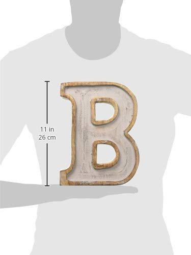 Monogram Free Standing Grey Letter Block - Length (8 in), Depth (2.2 in), Height (10.2 in), B