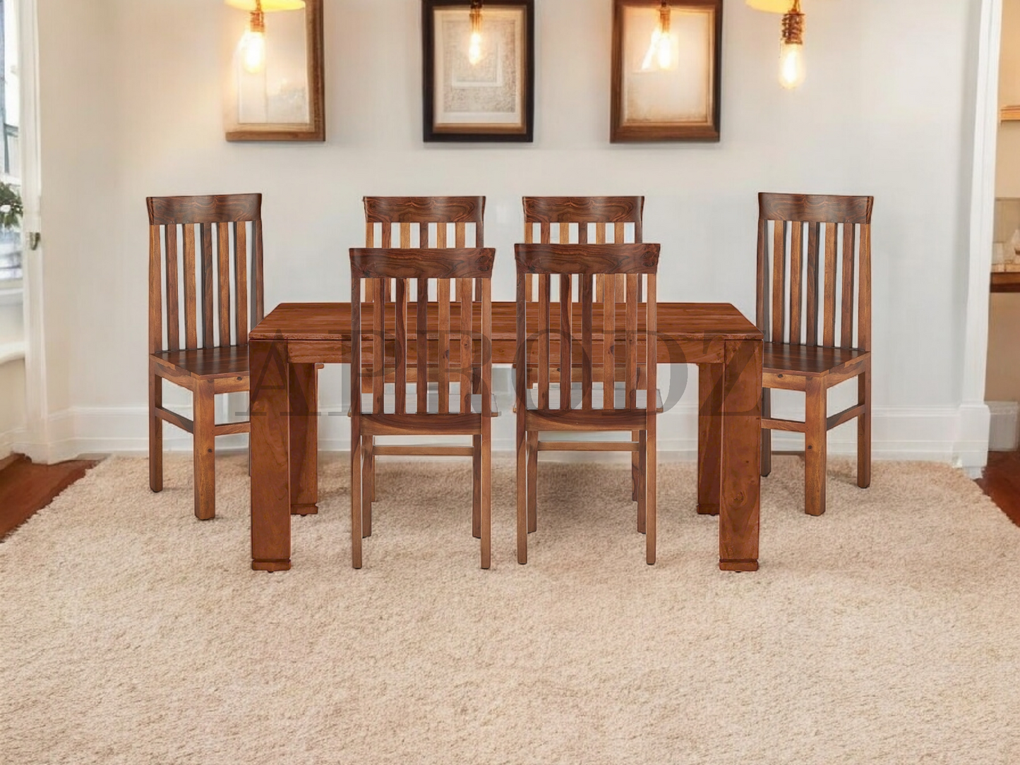 Sheesham Wood Salvador 6 Seater Dining Table Set for Home | Dining Furniture