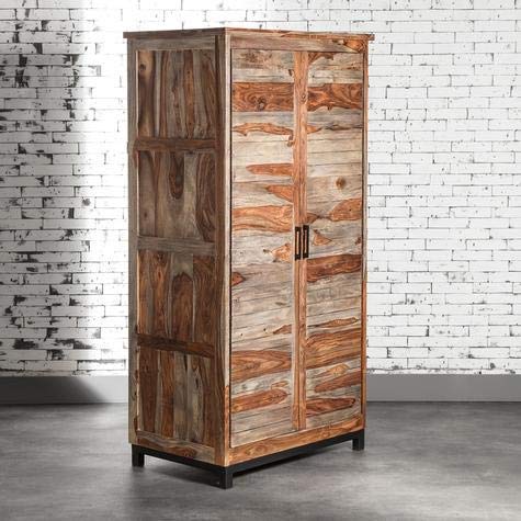 Sheesham Wood Double Doors Multipurpose Storage Bogote Wardrobe Almirah for Bed Room Aprodz
