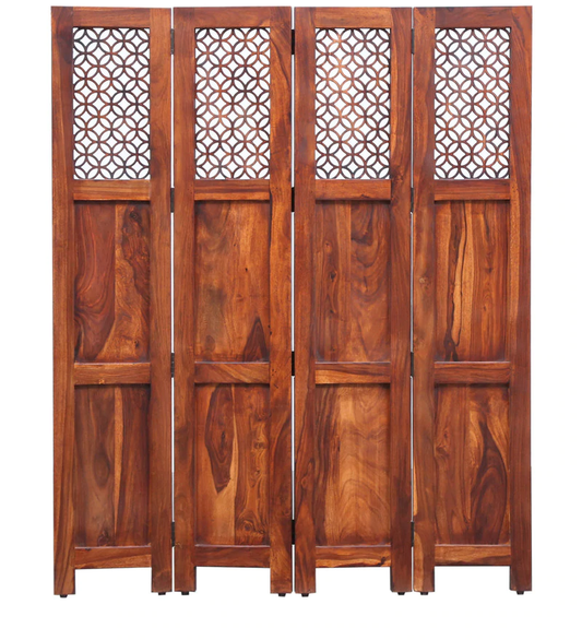 Durque 4 Panel Room Divider - Honey Oak