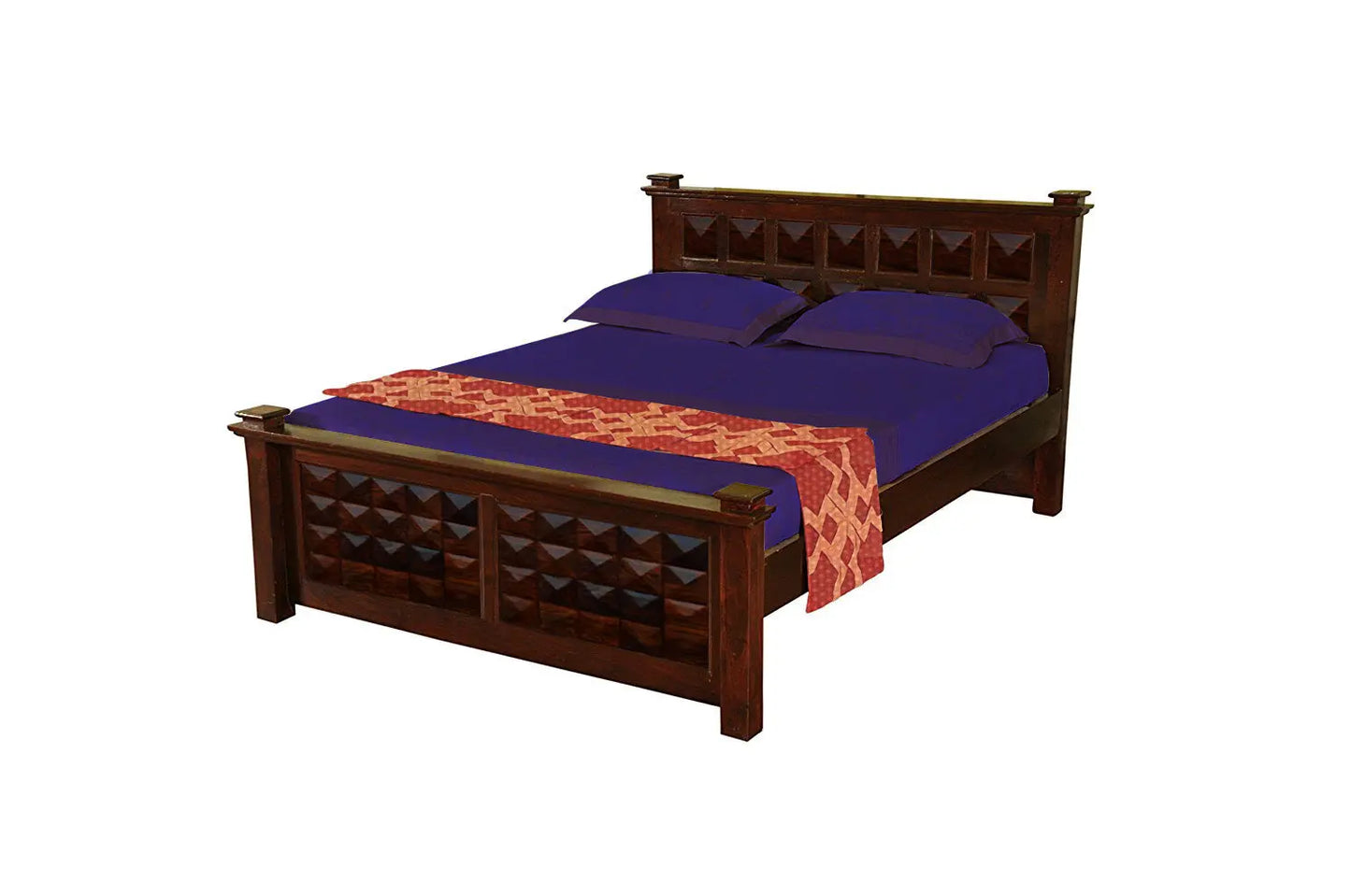 Sheesham Wood Kelsey Queen Size Bed for Bedroom | Walnut Brown Finish