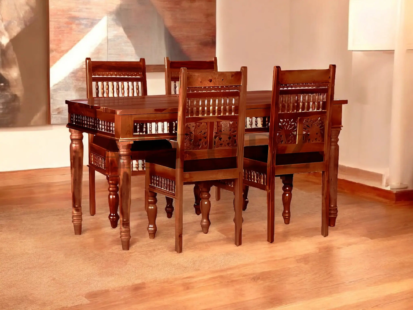 Sheesham Wood Norcross 4 Seater Dining Table Set for Home and Living Rooms| Dining Furniture