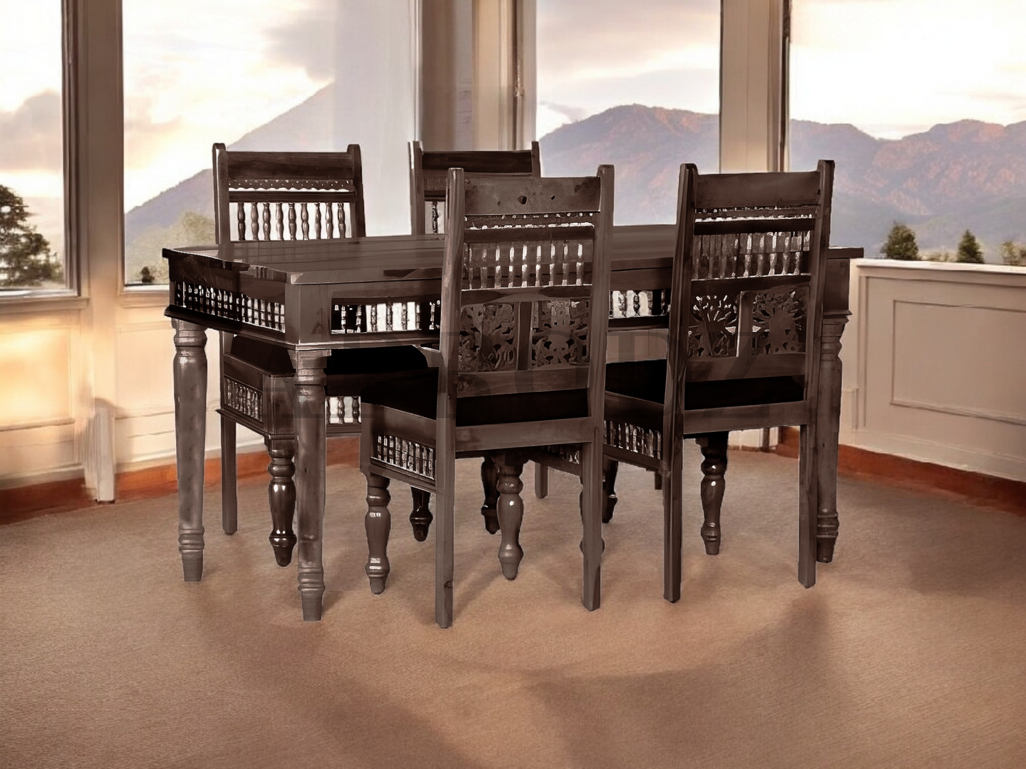 Sheesham Wood Norcross 4 Seater Dining Table Set for Home and Living Rooms| Dining Furniture