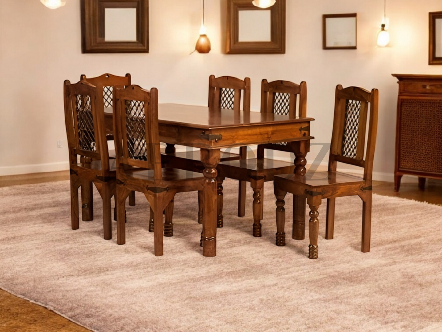 Sheesham Wood Reyk 6 Seater Dining Table Set for Home Dining Room Furniture