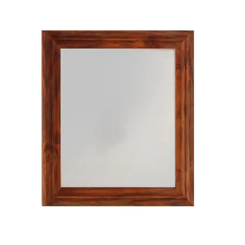 Flat Wall Decorative Mirror for Home and Bathroom Vanity with Wooden Frame (Teak Finish)
