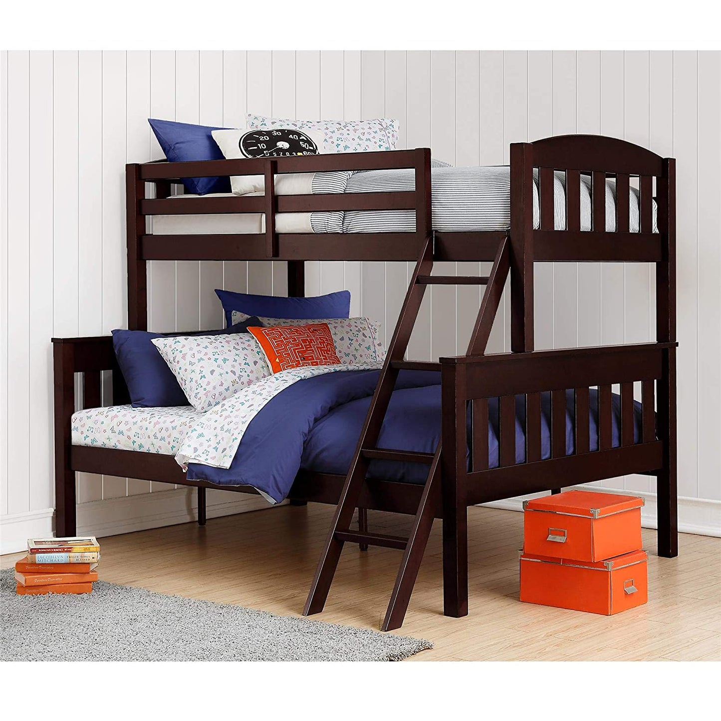 Mango Wood Coedlac Kids Bunk Beds with Ladder for Bedroom | Grey Finish