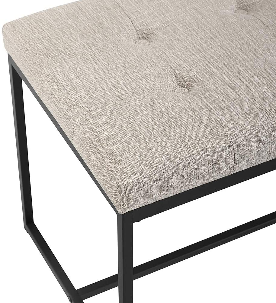 Modern Tufted Upholstered Cushion and Metal Seating Bench Ottoman
