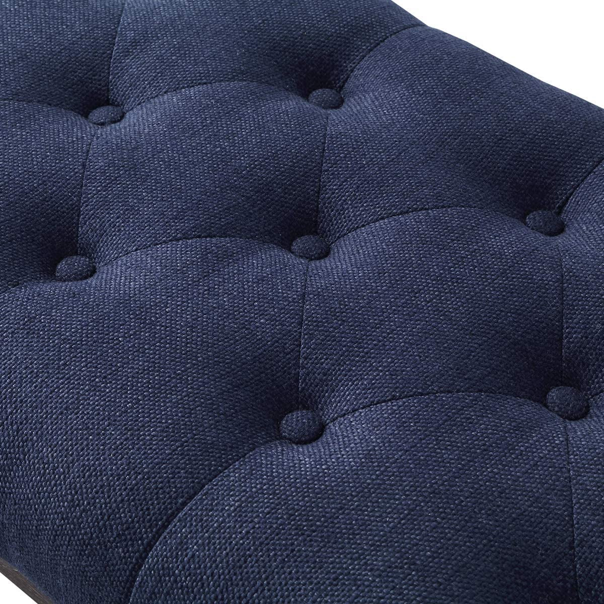 Tufted Long Upholstered Velvet and Metal Bench