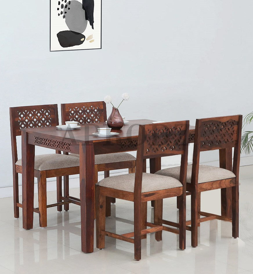 Sheesham Wood Durque 4 Seater Dining Table Set for Home | Dining Furniture