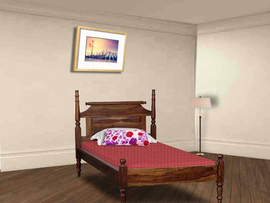 Sheesham Wood Without Storage Harlo Single Size Bed for Bedroom Stylish | Natural Finish
