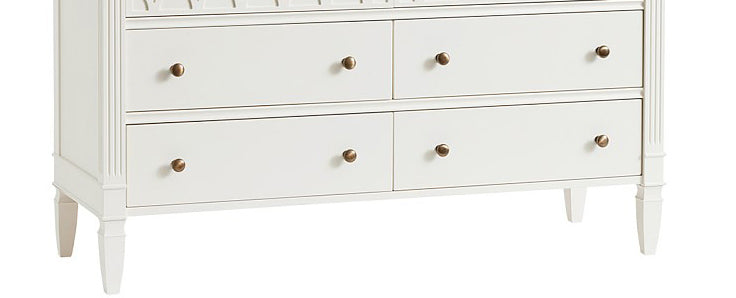 Mango Wood Norto Extra Wide Dresser & Topper Set with Topper Mattress Changing pad is Also Included - White Color