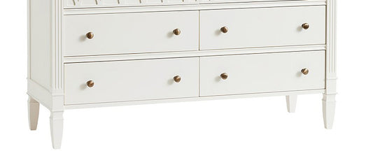 Mango Wood Norto Extra Wide Dresser & Topper Set with Topper Mattress Changing pad is Also Included - White Color