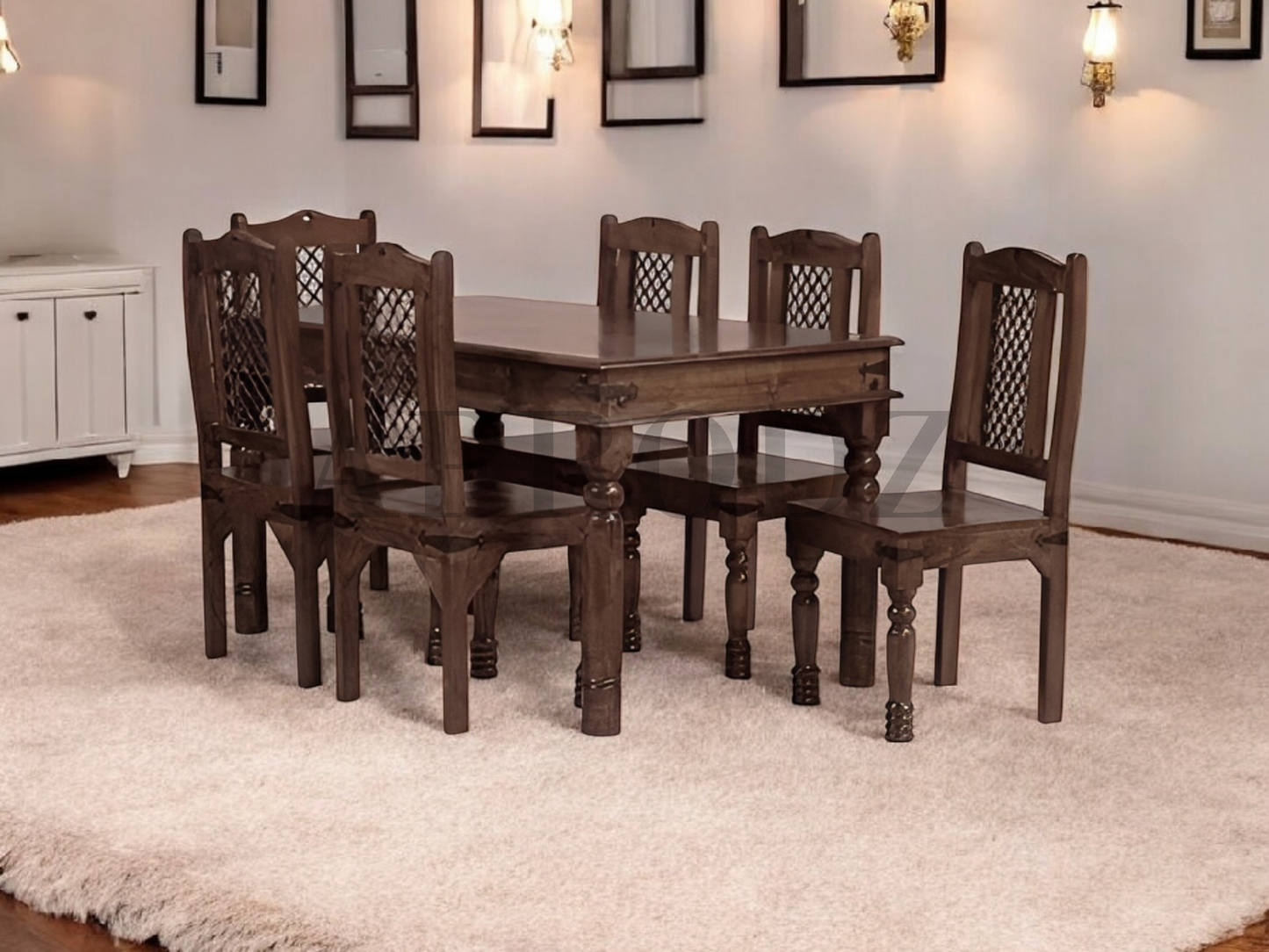 Sheesham Wood Reyk 6 Seater Dining Table Set for Home Dining Room Furniture