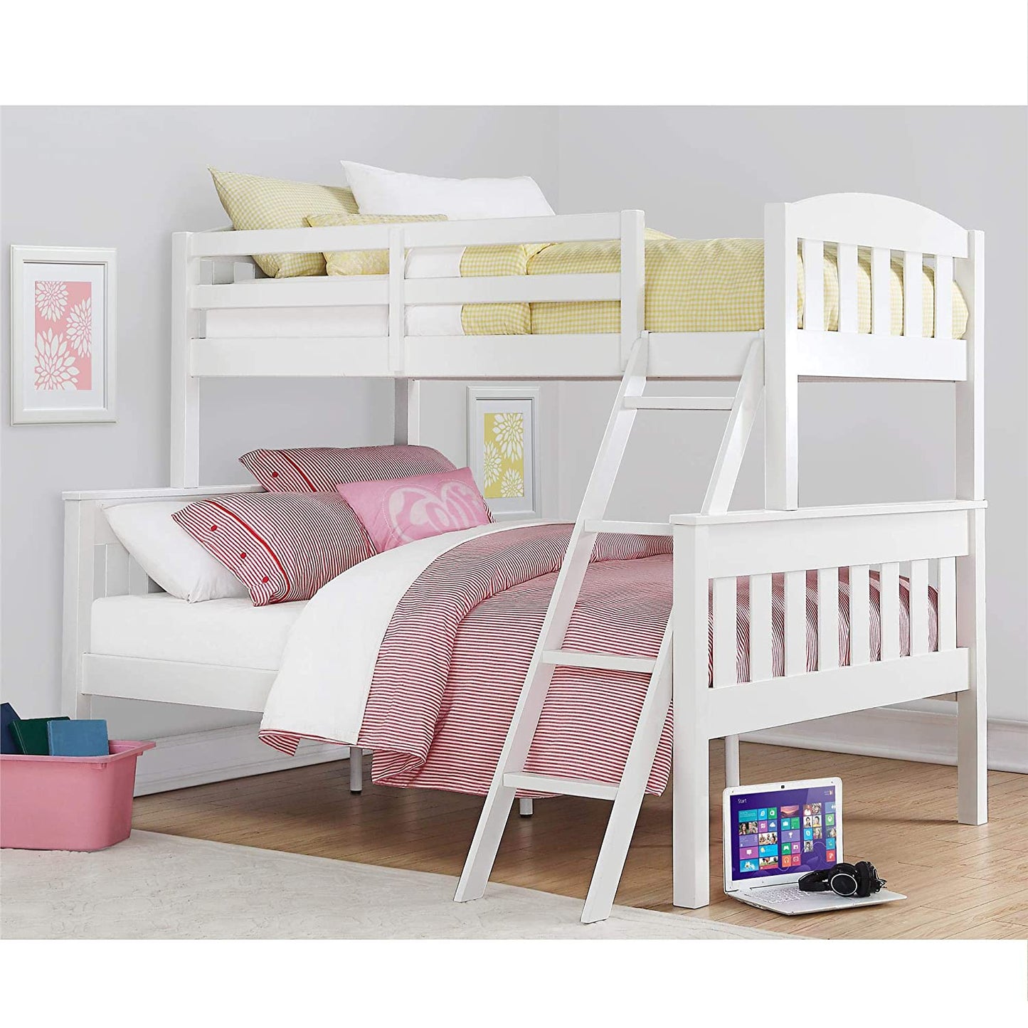 Mango Wood Coedlac Kids Bunk Beds with Ladder for Bedroom | Grey Finish