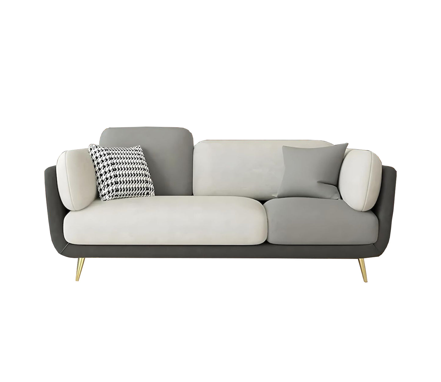 APRODZ Luxelle Modern 3-Seater Sofa in Green & Cream Fabric with Brown Base – Contemporary Living Room Couch with Cushions