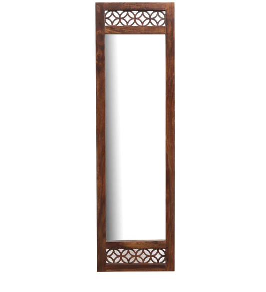 Durque Full Length Mirror with Carved Sheesham Wood Frame - Provincial Teak Finish